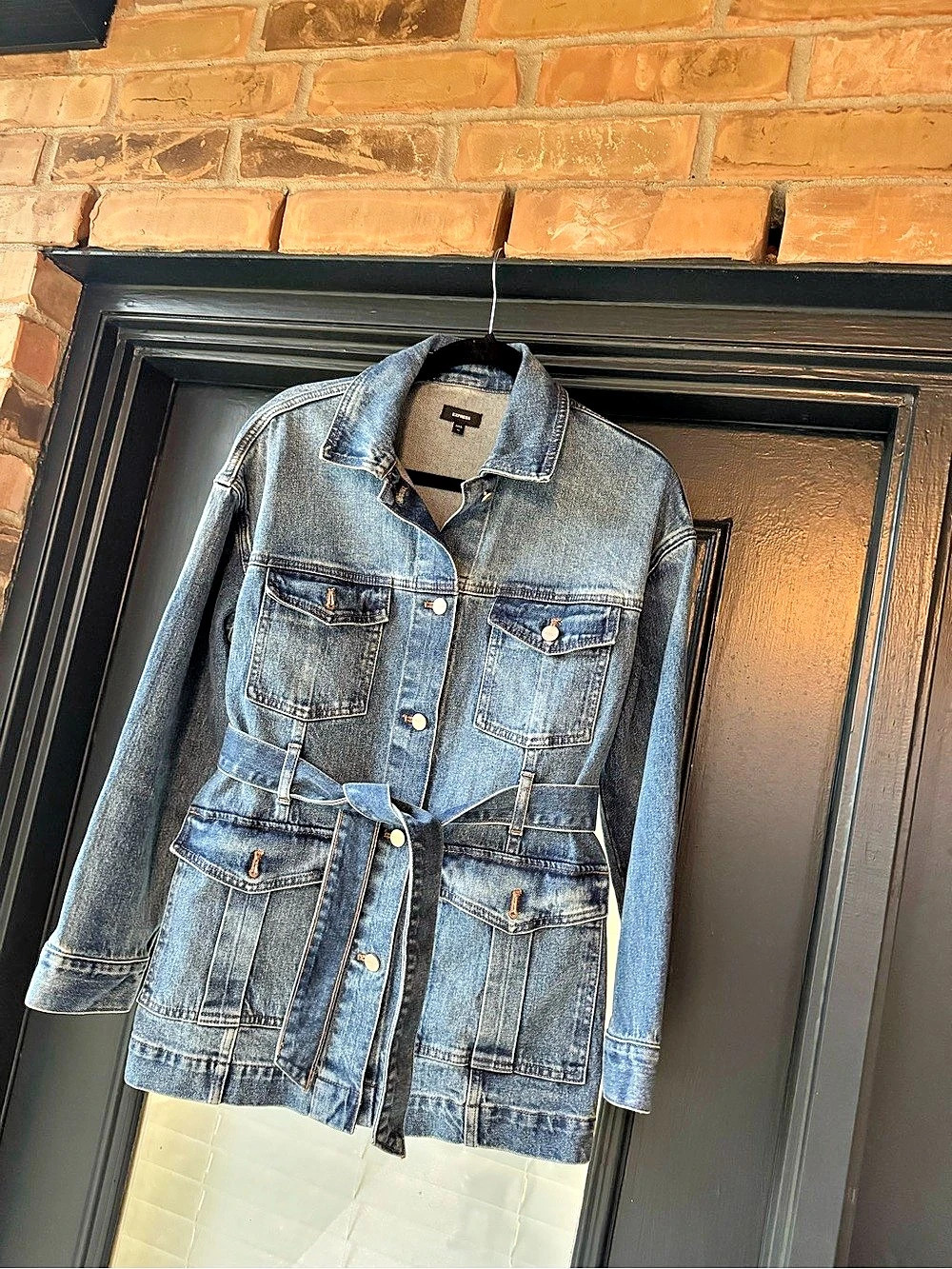Express Belted extra small Wash Denim Jacket Blue Size Small